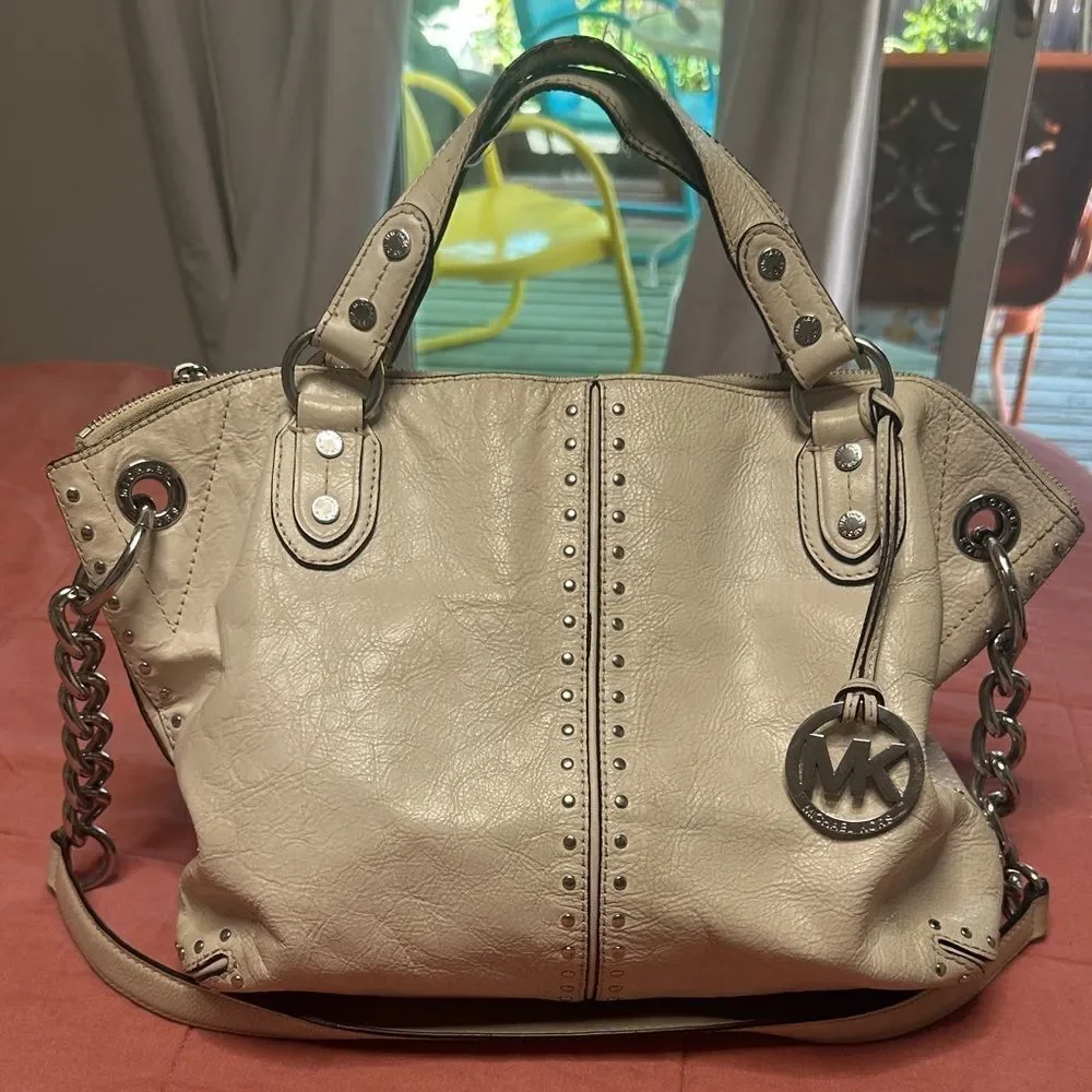 Michael Kors Cream Studded Purse - Picture 1 of 8